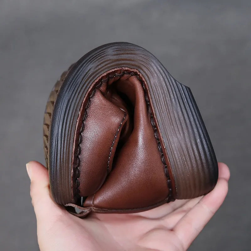 Retro Soft Sole Genuine Leather Handmade Ladies Shoe Cover Feet Round Toe Leather Shoes