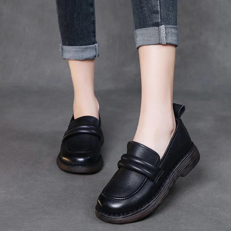Retro Soft Sole Genuine Leather Handmade Ladies Shoe Cover Feet Round Toe Leather Shoes
