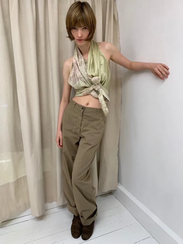 Reversible wrap top, paisley pistachio