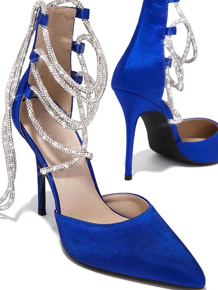 Rhinestone Lace-up Heels