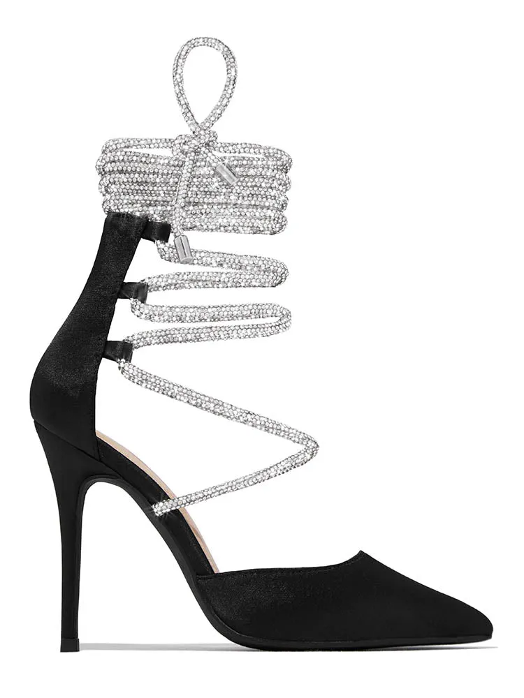 Rhinestone Lace-up Heels