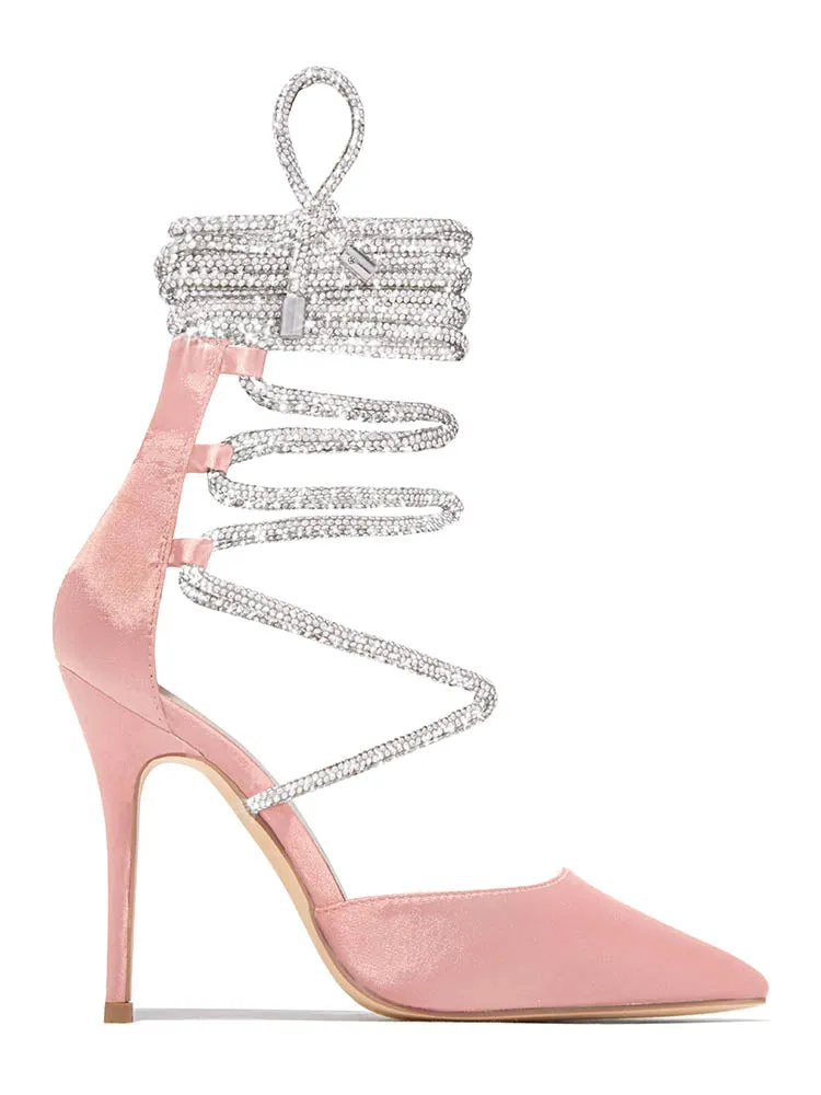Rhinestone Lace-up Heels