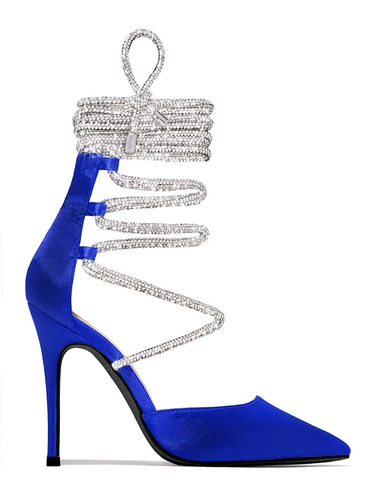 Rhinestone Lace-up Heels