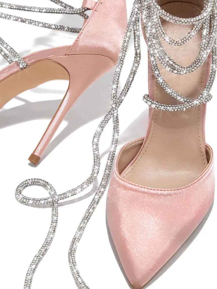Rhinestone Lace-up Heels