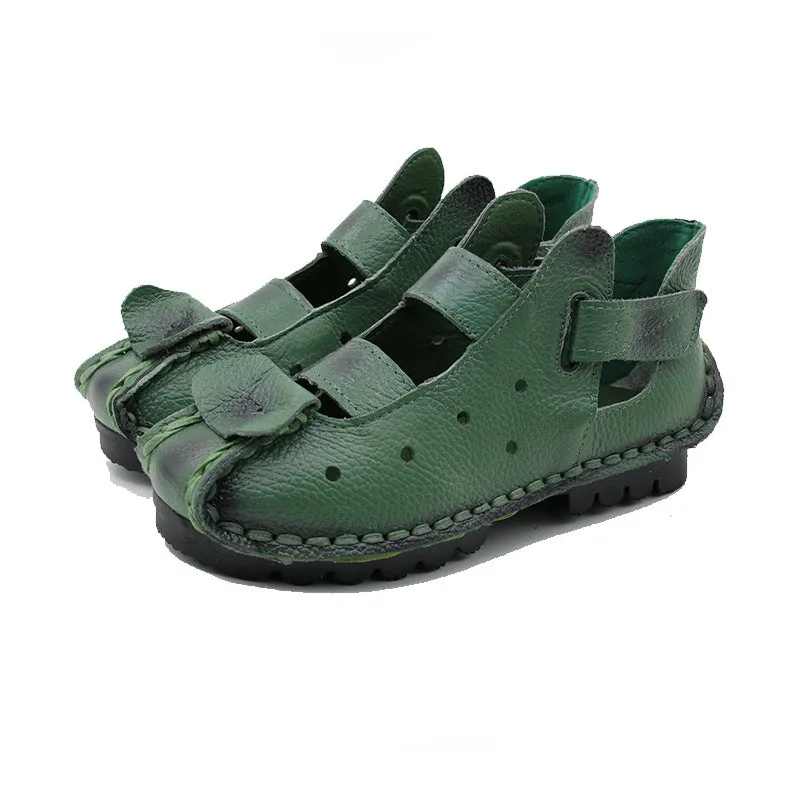 Summer Retro Soft Sole Leather Women's Shoes Personality Casual Sandals