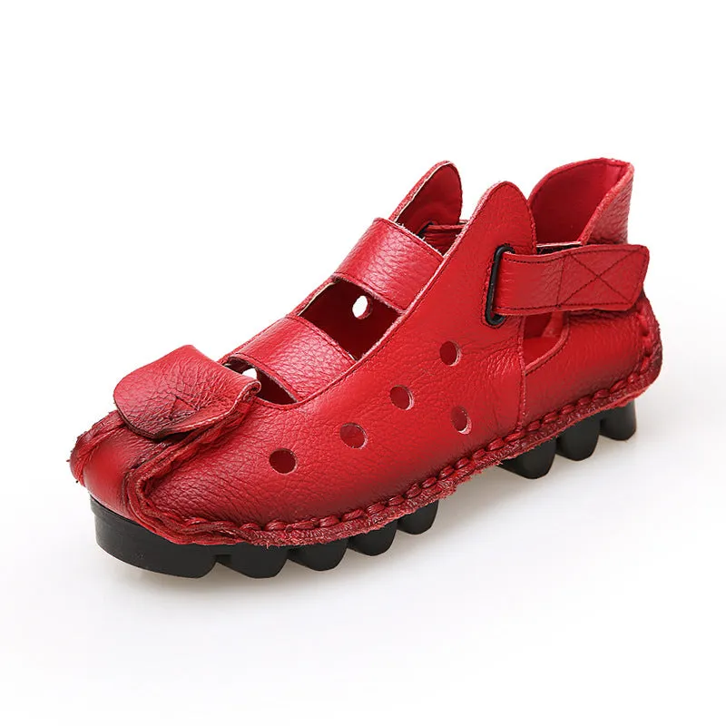 Summer Retro Soft Sole Leather Women's Shoes Personality Casual Sandals