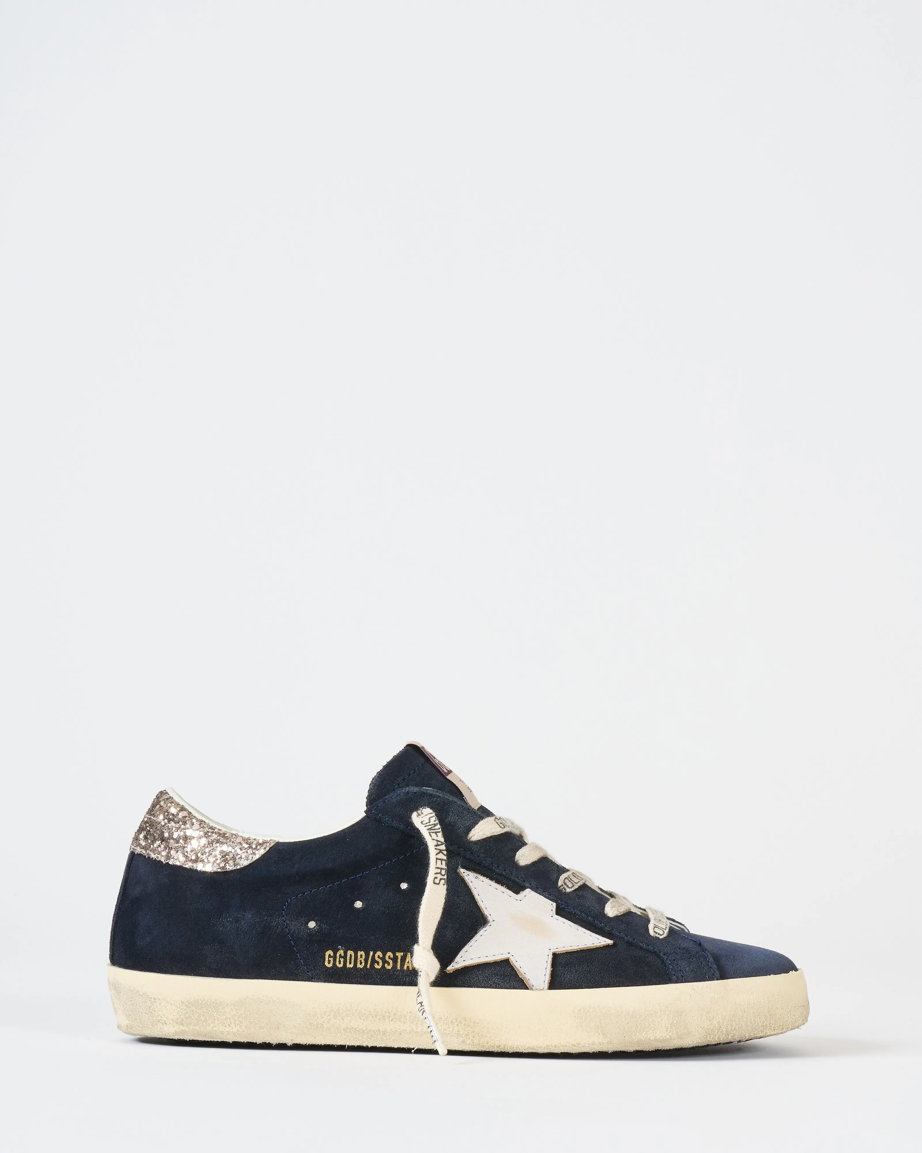 super-star suede upper leather star glitter heel