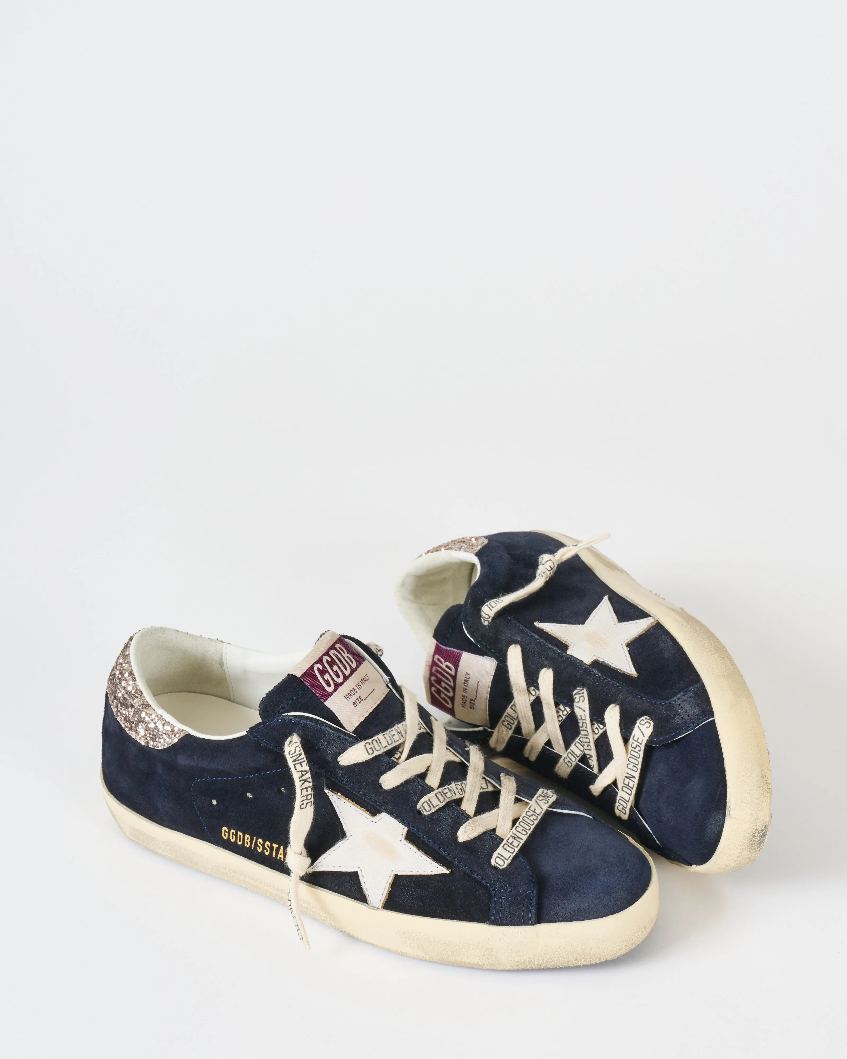 super-star suede upper leather star glitter heel