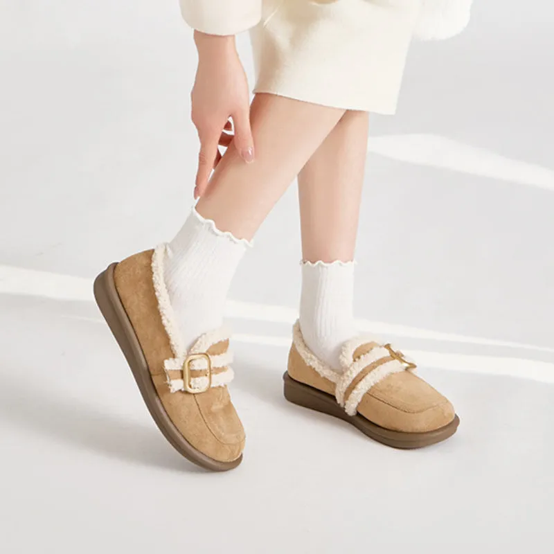 Thick-soled Velvet Shoes Women's Winter Slip-on Loafers