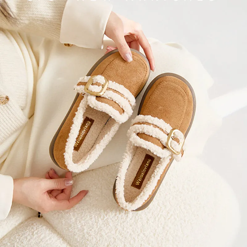 Thick-soled Velvet Shoes Women's Winter Slip-on Loafers