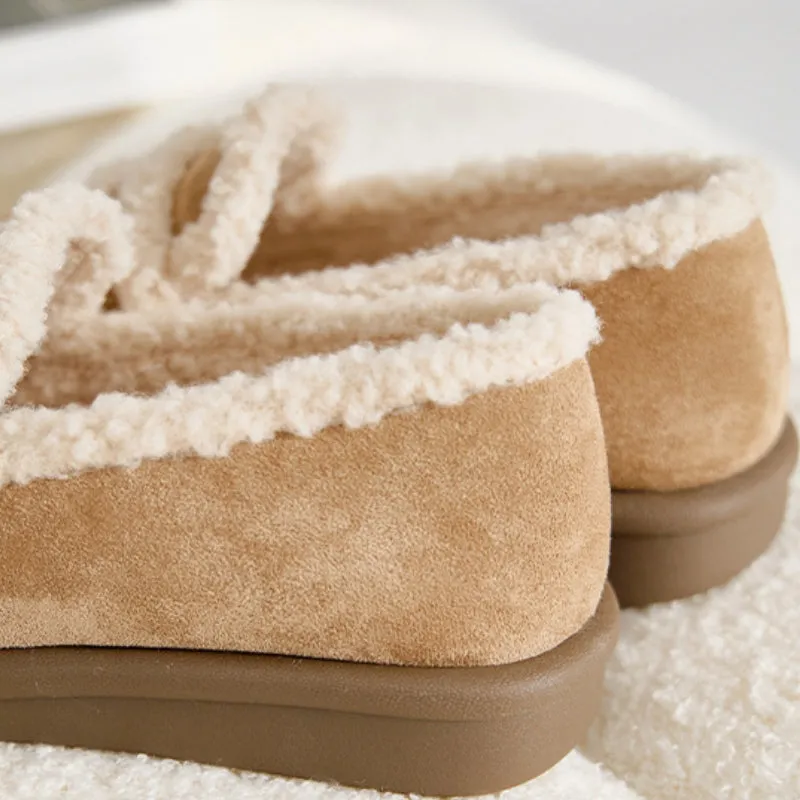 Thick-soled Velvet Shoes Women's Winter Slip-on Loafers