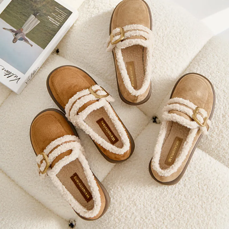 Thick-soled Velvet Shoes Women's Winter Slip-on Loafers