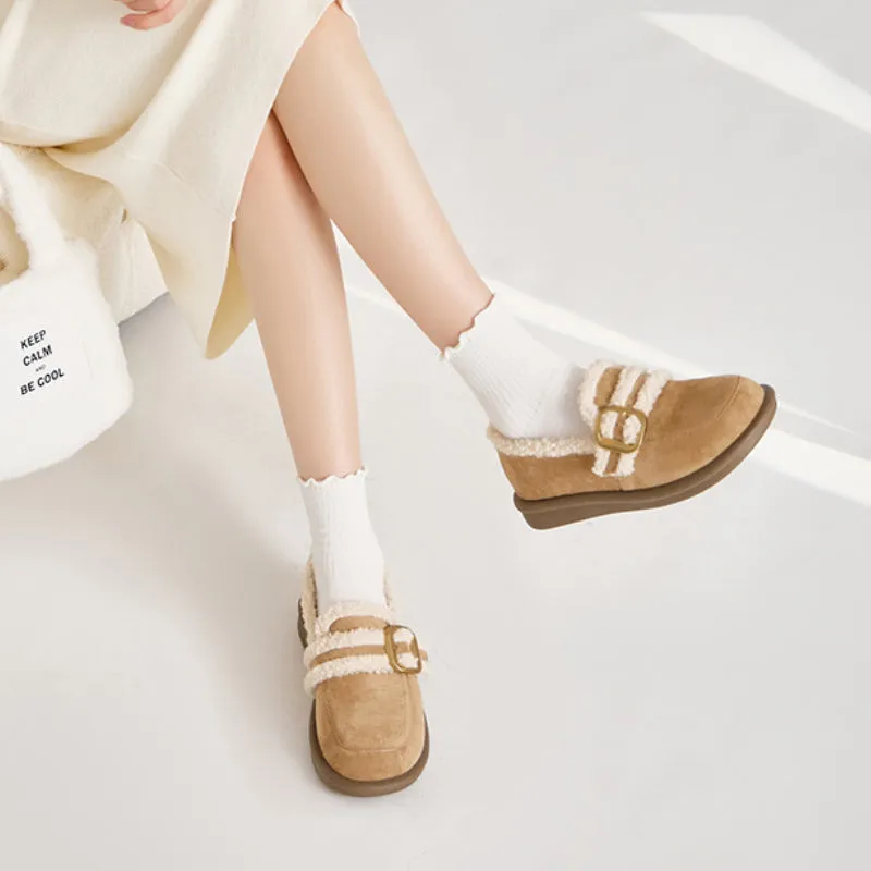 Thick-soled Velvet Shoes Women's Winter Slip-on Loafers