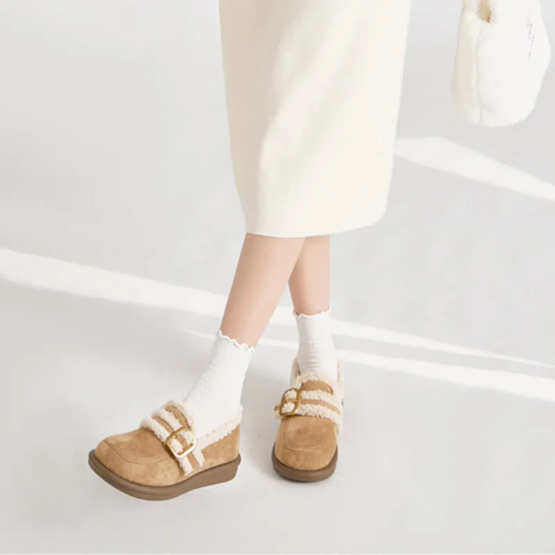 Thick-soled Velvet Shoes Women's Winter Slip-on Loafers
