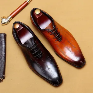 Top Layer Cowhide Formal Leather Shoes Men's Leather Pointed Toe Business British Style Carved Oxford Shoes Men's Shoes68157