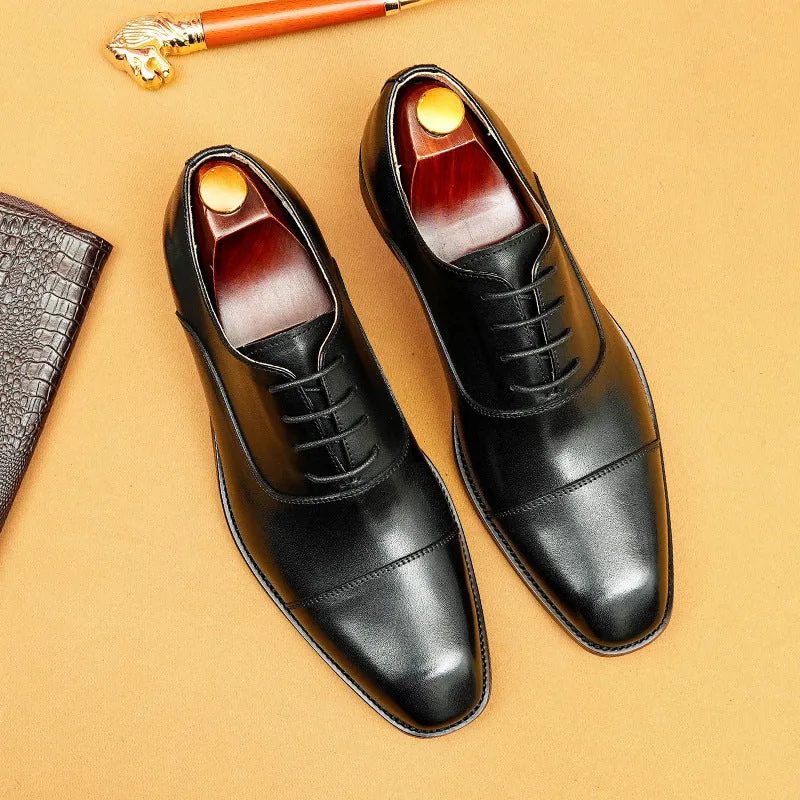Top Layer Cowhide Men's Leather Shoes British Leather Shoes Men's Business Formal Wear Authentic Leather Square Toe Oxford Shoes Groom Wedding Shoes20613