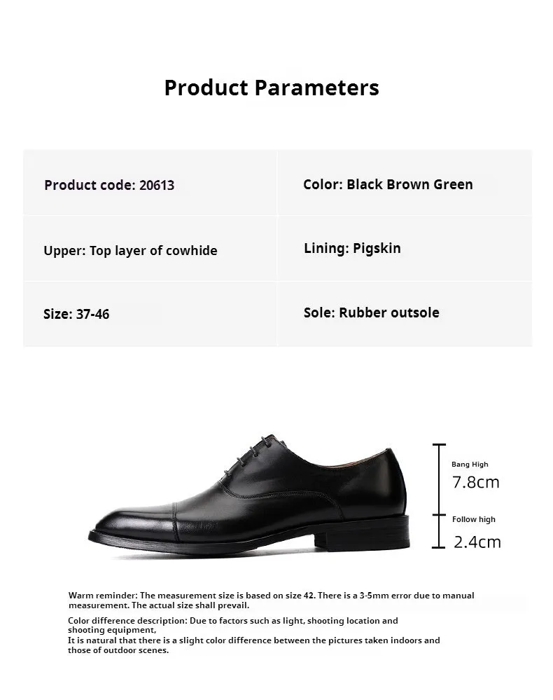 Top Layer Cowhide Men's Leather Shoes British Leather Shoes Men's Business Formal Wear Authentic Leather Square Toe Oxford Shoes Groom Wedding Shoes20613