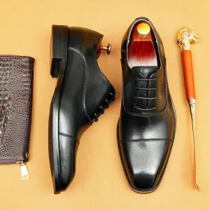 Top Layer Cowhide Men's Leather Shoes British Leather Shoes Men's Business Formal Wear Authentic Leather Square Toe Oxford Shoes Groom Wedding Shoes20613