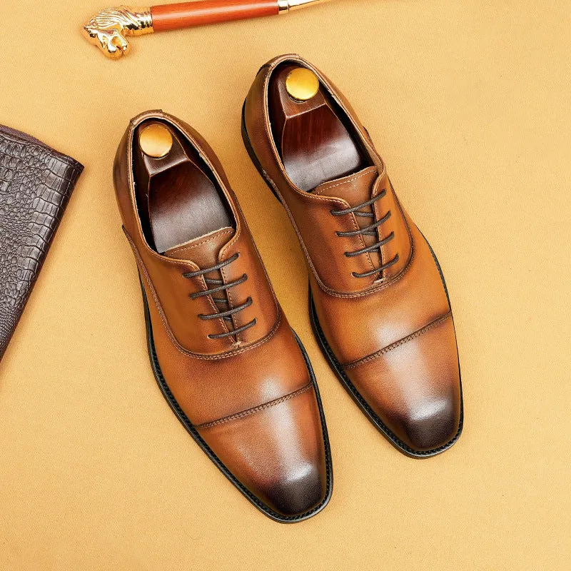 Top Layer Cowhide Men's Leather Shoes British Leather Shoes Men's Business Formal Wear Authentic Leather Square Toe Oxford Shoes Groom Wedding Shoes20613