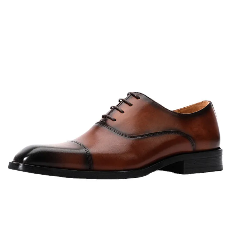 Top Layer Cowhide Men's Leather Shoes British Leather Shoes Men's Business Formal Wear Authentic Leather Square Toe Oxford Shoes Groom Wedding Shoes20613