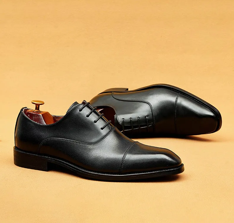 Top Layer Cowhide Men's Leather Shoes British Leather Shoes Men's Business Formal Wear Authentic Leather Square Toe Oxford Shoes Groom Wedding Shoes20613