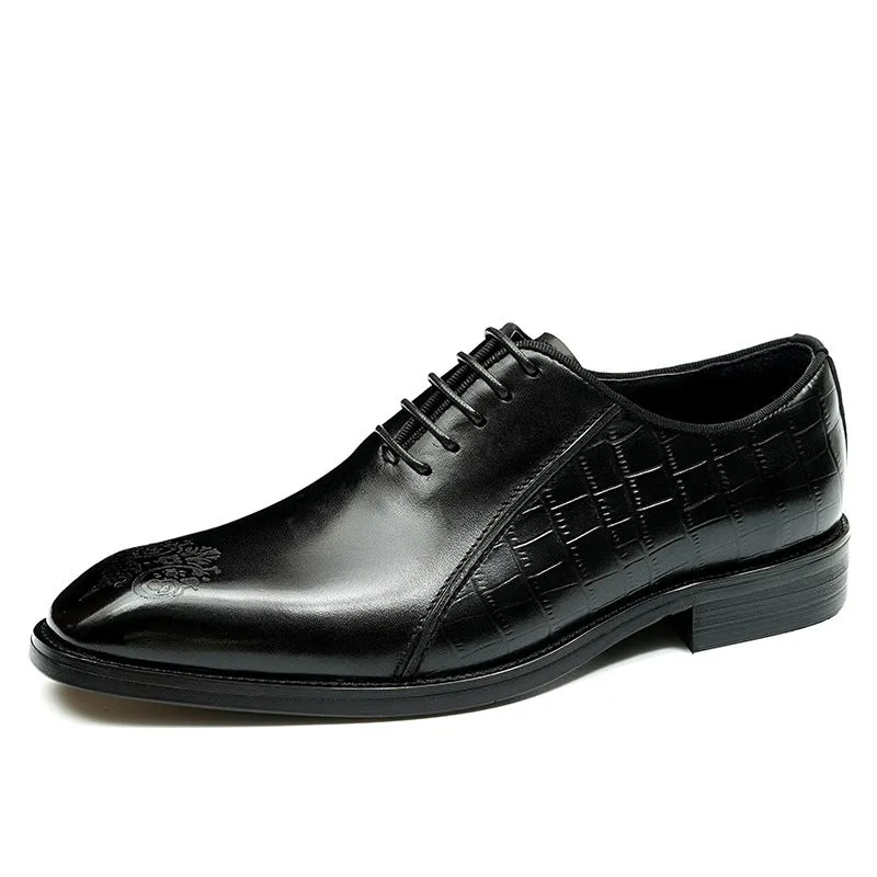 Top Layer Cowhide Men's Leather Shoes Men's Leather Shoes Authentic Leather British Style Carved Color Matching Business Formal Wear Square Toe Oxford Shoes68916