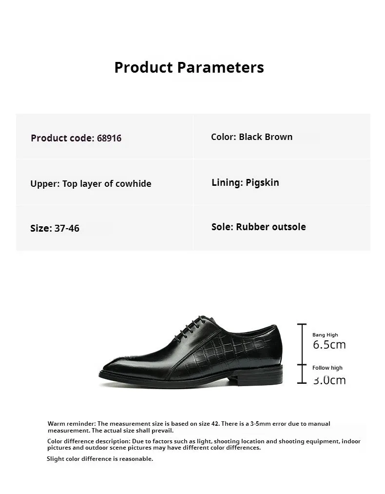Top Layer Cowhide Men's Leather Shoes Men's Leather Shoes Authentic Leather British Style Carved Color Matching Business Formal Wear Square Toe Oxford Shoes68916