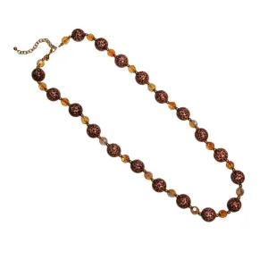 Vintage Joan Rivers Leopard Print and Crystal Bead Necklace