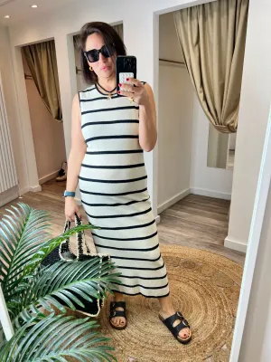 Wanda Sleeveless Stripe Knit Midi/Maxi