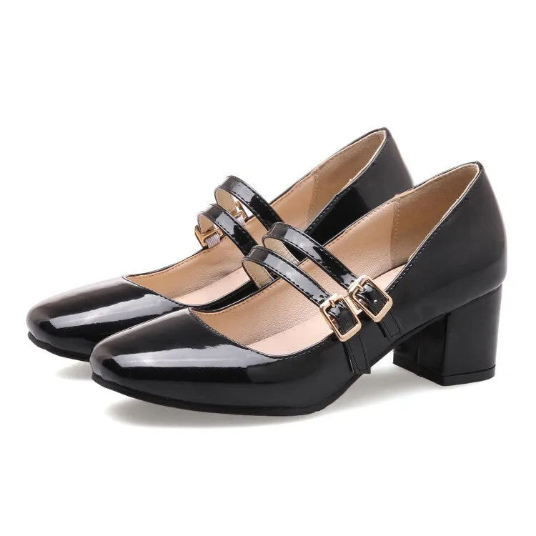 Women's Ankle Strap Mary Jane Block Heel Sandals