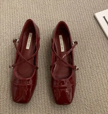 Women's  Red Cross Buckle Mary Jane Shoes