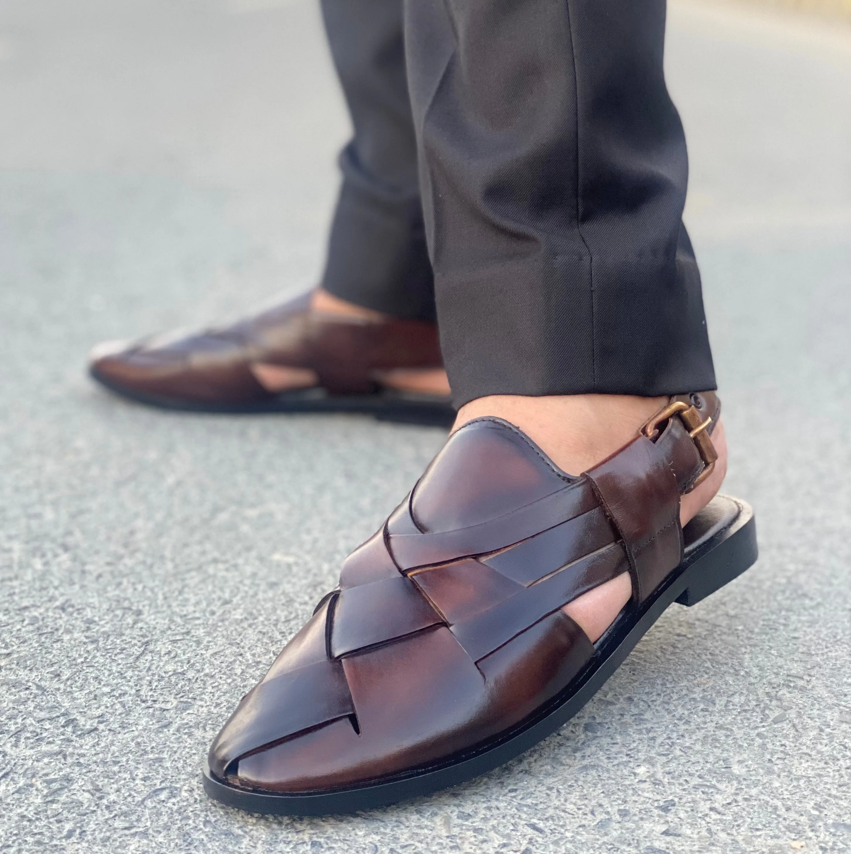WS Pure leather Handmade Criss Cross Peshawari Chappal 692