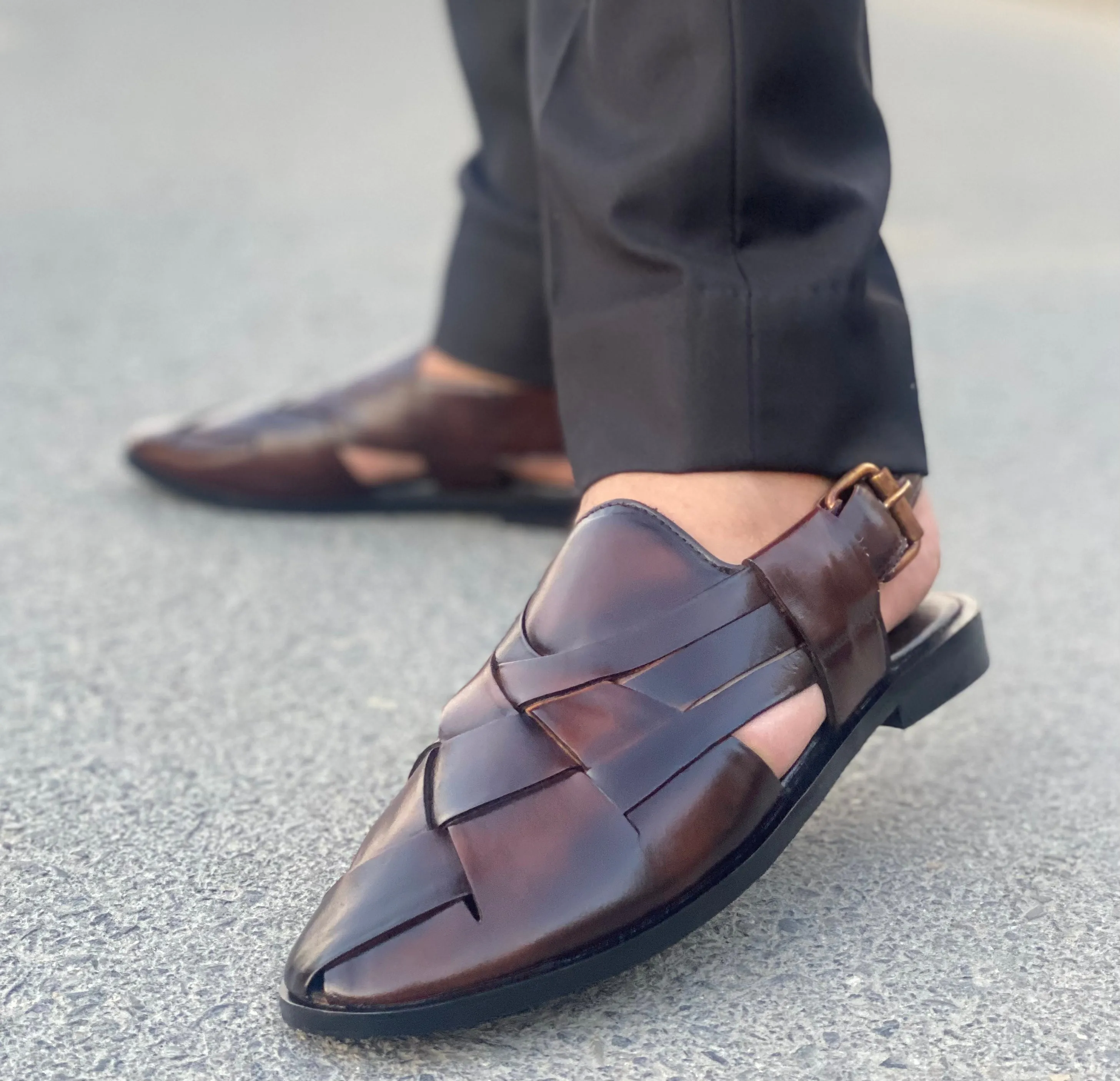 WS Pure leather Handmade Criss Cross Peshawari Chappal 692