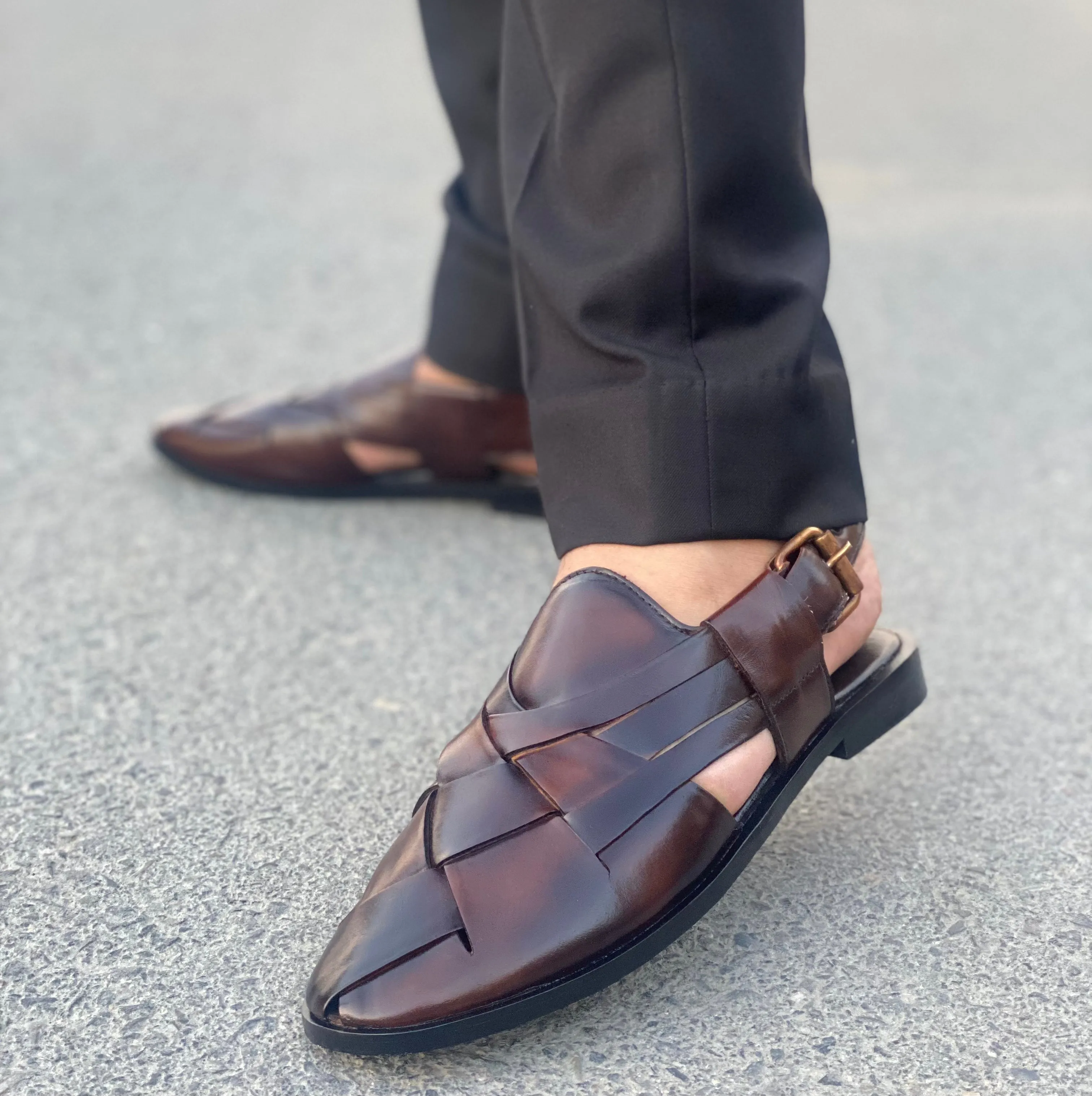 WS Pure leather Handmade Criss Cross Peshawari Chappal 692
